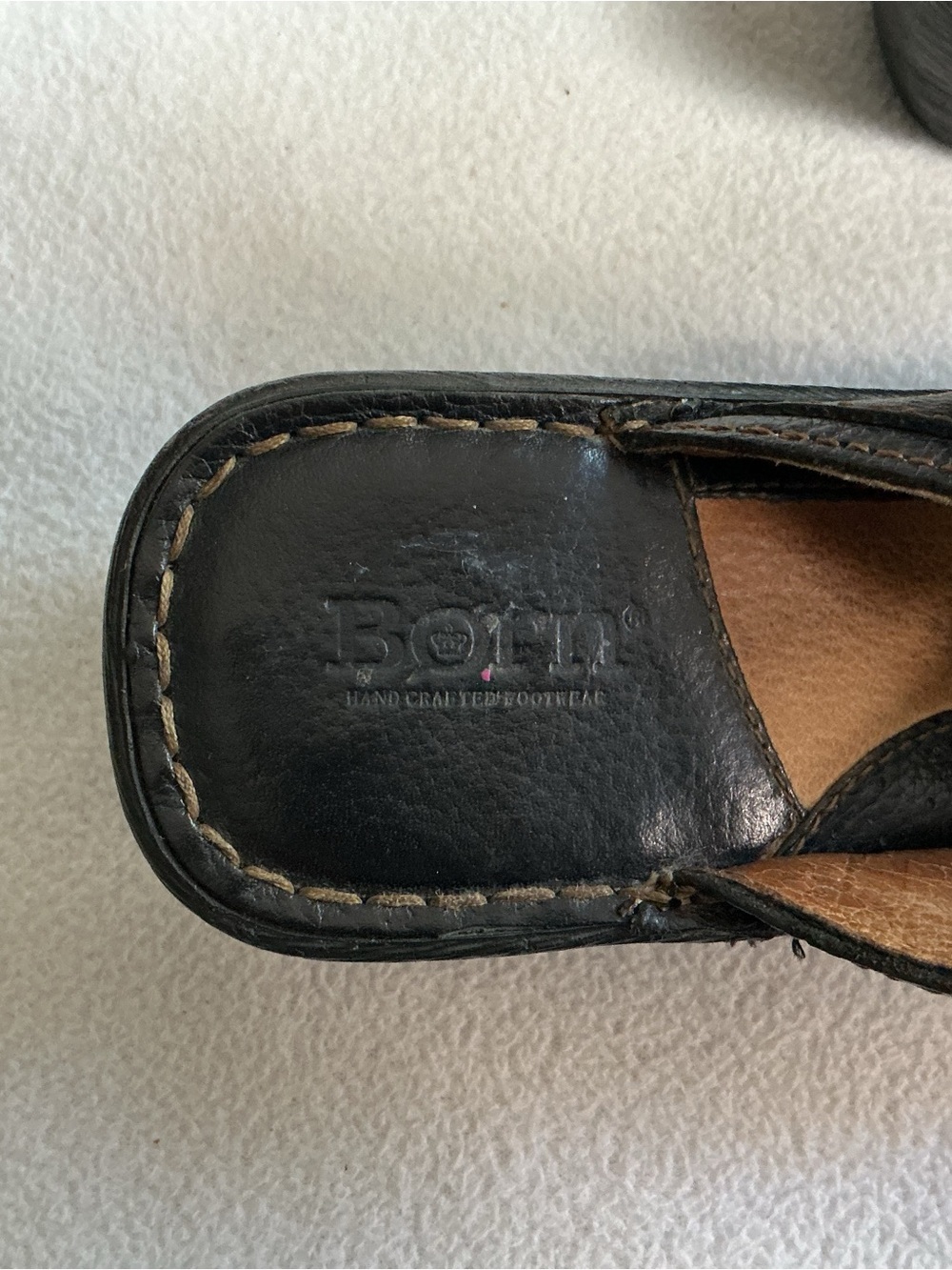 Born Black Leather Wedge Sandals Women's Size 7 EU 38 Slide Mules Buckle Studded - Picture 7 of 8